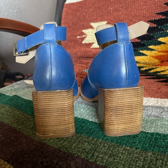 Free People Brady Buckle Bootie Leather Blue sz 39 8.5 - Picture 7 of 10